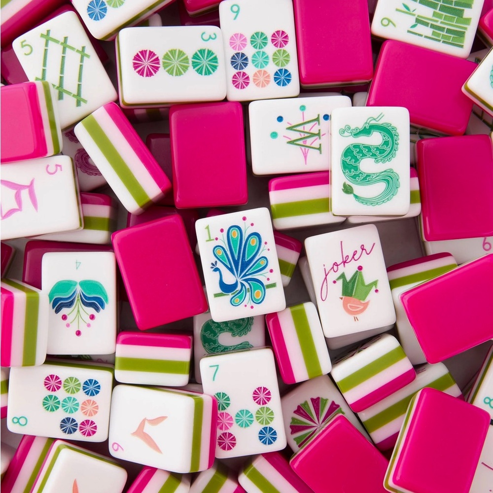 Mahjong Tiles - Set pink, green, white Colorful Game Pieces Dandy Style!